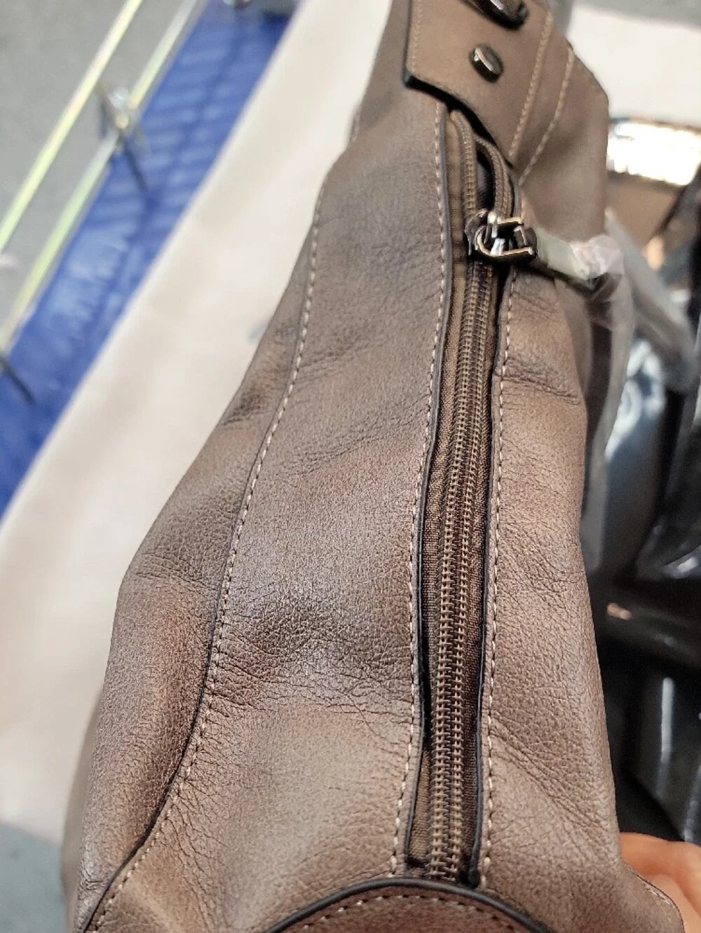 RealHer Taupe Hobo Shoulder Bag with Detachable Strap